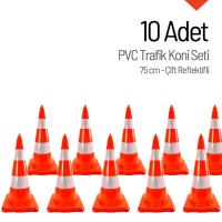 10 Adet PVC Trafik Konisi 75..