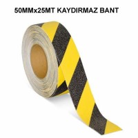 Kaydırmaz Bant 25 Metre  sarı siyah (50mmx25mm)