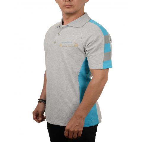 Polo Yaka Turkuaz Çift Renk Reflektörlü T-shirt